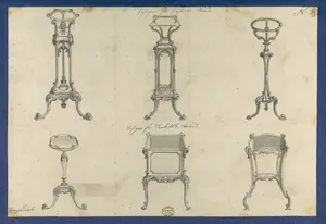 Designs for Basin Stands and Teakettle Stands, in Chippendale Drawings, Vol. I