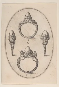 Designs for Four Rings, Plate 27 from 'Livre d'Aneaux d'Orfevrerie'