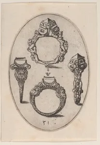 Designs for Four Rings, Plate 31 from 'Livre d'Aneaux d'Orfevrerie'