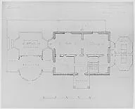 Designs for House of L. M. Davenport, New Rochelle, in the Tuscan Style (ground plan) by Alexander Jackson Davis