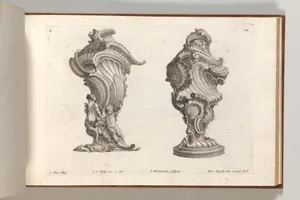 Designs for Two Lidded Vases, Plate 4 from: 'Schöne und auf die neueste Facon inventierte Gefäße und Krüge'