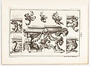 Desseins de Brasiers dont les Ornements peuuent Seruir aux Cuuettes, Tables, et autres Ouurages d'Orfeurerie, Plate 2 by Alexis Loir|Pierre Mariette le fils