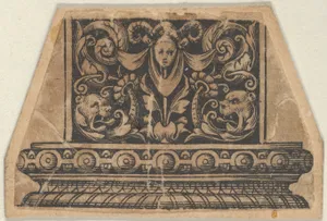 Detail with a Horned Mask Wearing a Whimple, from a Design for a Sword or Dagger Handle