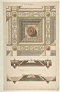 Details of the Coffered and Beamed Ceiling in Santa Maria Maggiore, Rome by Charles Percier|Pierre François Léonard Fontaine|Anonymous, French, 19th century