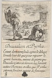 Deucalion and Pyrrha, from 'Game of Mythology' (Jeu de la Mythologie) by Stefano della Bella