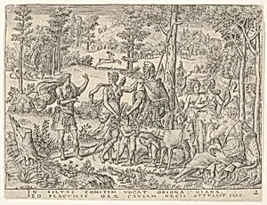 Diana accepts the huntsman Orion into her company (Diane admettant en sa compagnie le chasseur orion) by Etienne Delaune