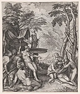 Diana Discovering Callisto's Pregnancy by Cornelis Cort|Titian (Tiziano Vecellio)