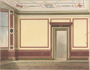 Dining Room Elevation in a Simplified Third Pompeian Style