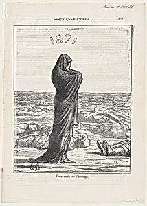 Dismayed with her legacy, from 'News of the day,' published in Le Charivari, January 11, 1871 by Honoré Daumier