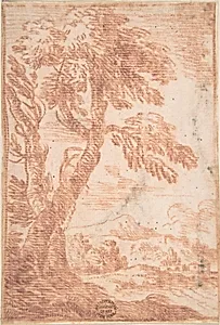 Distant Landscape with Tree in Foreground