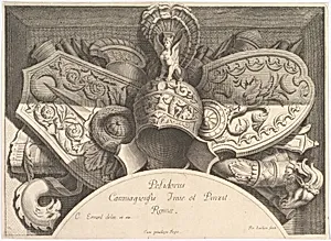 Divers Trophées (Weapon Trophies after the Façade of Palazzo Milesi in Rome) by René Lochon|Charles Errard le fils|Polidoro da Caravaggio