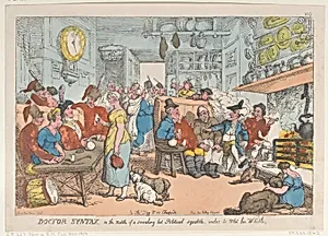 Doctor Syntax, in the Middle of a Smoking Hot Political Squabble, Wishes to Whet his Whistle by Thomas Tegg|Thomas Rowlandson