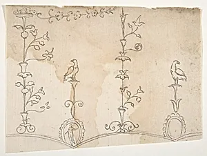 Domus Aurea, unidentified, grotteschi, details (recto) blank (verso) by Anonymous, French, 16th century