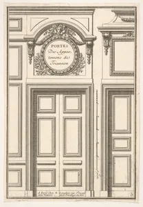Doors of the Trianon Appartments plate III from the Series 'Portes a Placard et Lambris', published as part of 'L'Architecture à la Mode'