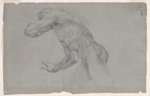 Double-sided Sheet of Figural Studies: (recto) Study of a Nude Man in an Action Pose Seen from the Side and in Three-quarter Length; (verso) Study of Christ in the Baptism, Standing in a Frontal View.