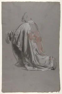 Drapery Study for a Bishop (lower register); verso: Sketch of a sleeve; (studies for wall paintings in the Chapel of Saint Remi, Sainte-Clotilde, Paris, 1858)