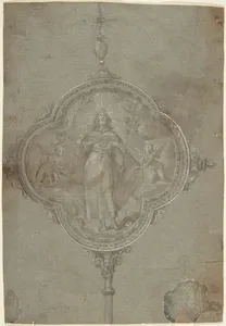 Drawing for a Standard with Christ in Glory Flanked by Putti
