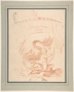 Drawing for Title-Page with Amorini Riding a Dolphin