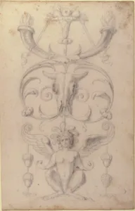 Drawing of a Grotesque after a 16th-century Decorative Relief.