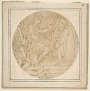 Drawing of a Roman Emperor Receiving a Petition