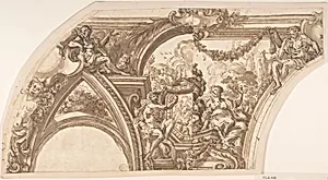 Drawing Showing Two Alternate Designs for a Cove Decoration by Anonymous, Italian, Roman-Bolognese, 17th century