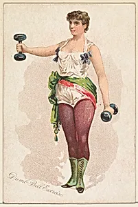Dumbbell Exercise, from the Pretty Athletes series (N196) issued by Wm. S. Kimball & Co. by Julius Bien & Co.|William S. Kimball & Company