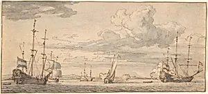 Dutch Ships in a Bay by Willem van de Velde II