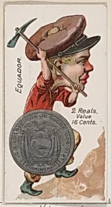 Ecuador, 2 Reals, from the series Coins of All Nations (N72, variation 1) for Duke brand cigarettes by W. Duke, Sons & Co.