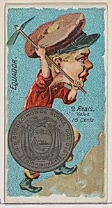 Ecuador, 2 Reals, from the series Coins of All Nations (N72, variation 2) for Duke brand cigarettes by W. Duke, Sons & Co.