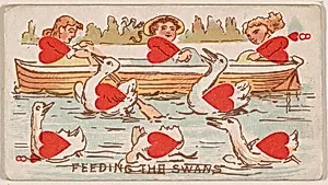 Eight of Hearts, Feeding the Swans, from Harlequin Cards, 2nd Series (N220) issued by Kinney Bros. by Kinney Brothers Tobacco Company
