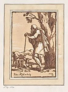 Elderly Shepherd Leaning on a Staff