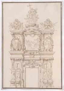 Elevation for a Wall Decoration Scheme for a Church Interior with Scenes dedicated to the Legend of the Holy Cross