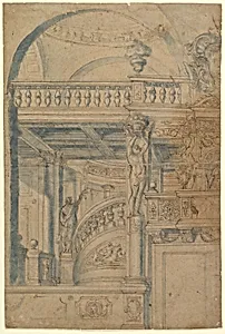 Elevation of a Stairway and Balustrade