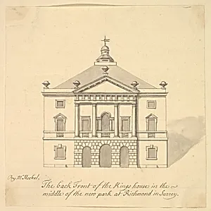 Elevation of Back Facade of the Kings House, Richmond, Surrey by Augustus Heckel|Henry Herbert, 9th Earl of Pembroke