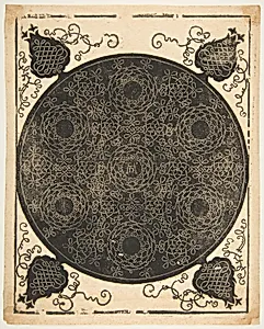 Embroidery Pattern with Seven Wreaths and Four Corner Pieces by Albrecht Dürer|Leonardo da Vinci