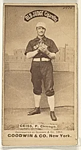 Emil Geiss, Pitcher, Chicago, from the Old Judge series (N172) for Old Judge Cigarettes by Goodwin & Company