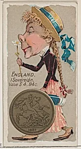 England, 1 Sovereign, from the series Coins of All Nations (N72, variation 2) for Duke brand cigarettes by W. Duke, Sons & Co.