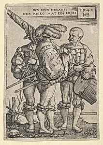 Ensign, Drummer and Piper by Sebald Beham|Barthel Beham