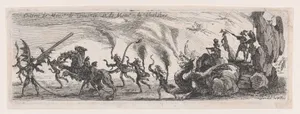 Entrée de MM. de Couvonge et de Chalabre (Entrance of Monsieur de Couvonge and of Monsieur de Chalabre), from Le Combat a la Barrière in the Palace at Nancy by Henri Humbert, printed by Sebastien Phillipe