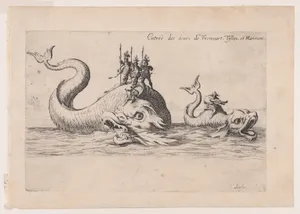 Entrée de MM. de Vroncourt, Tyllon, et Marimont (Entrances of Monsieur de Vroncourt, of Monsieur de Tyllon, and Monsieur de Marimont), from Le Combat a la Barrière in the Palace at Nancy by Henri Humbert, printed by Sebastien Phillipe