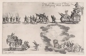 Entrée du Prince de Pfalzbourg (Entrance of the Prince of Pflazbourg), from Le Combat a la Barrière in the Palace at Nancy by Henri Humbert, printed by Sebastien Phillipe