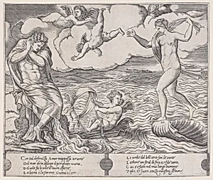 Eros in the Sea by Agostino Veneziano (Agostino dei Musi)|Raphael (Raffaello Sanzio or Santi)