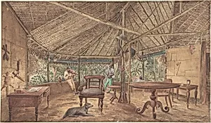 European Men in an African Jungle Lodge