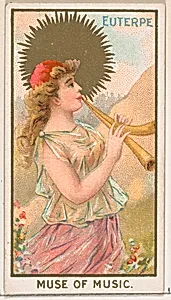 Euterpe, Muse of Music, from the Goddesses of the Greeks and Romans series (N188) issued by Wm. S. Kimball & Co. by Ketterlinus Lithography Company|William S. Kimball & Company