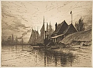 Evening, New York Harbor by Henry Farrer|New York Etching Club