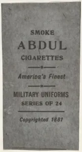 Facsimile of card verso from the Military Uniforms series (T182) issued by Abdul Cigarettes