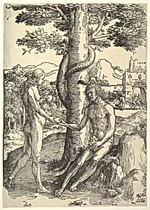 Fall of Man, (Adam and Eve) by Lucas van Leyden