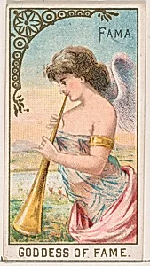 Fama, Goddess of Fame, from the Goddesses of the Greeks and Romans series (N188) issued by Wm. S. Kimball & Co. by Ketterlinus Lithography Company|William S. Kimball & Company