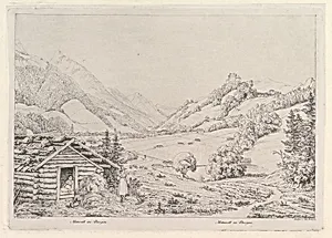 Farming scene, "Mittersill im Pinzgau" by Johann Christoph Erhard|C. Viehbeck