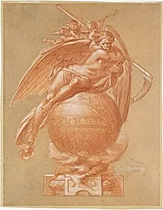Father Time on a Globe; Design for a Clock